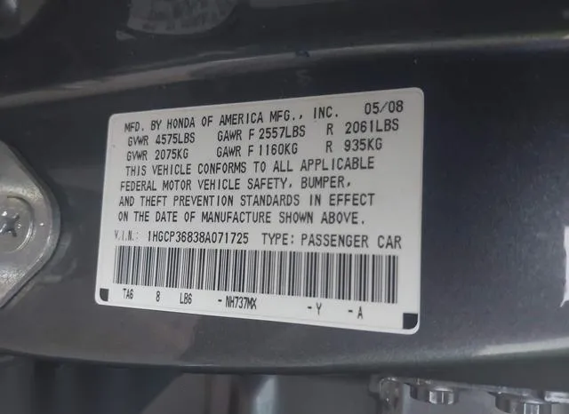 1HGCP36838A071725 2008 2008 Honda Accord- 3-5 Ex-L 9