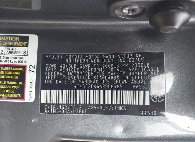 4T4BF3EK6AR006495 2010 2010 Toyota Camry- LE 9