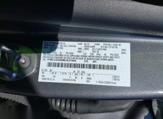 1FMCU0G68MUA37044 2021 2021 Ford Escape- SE 9