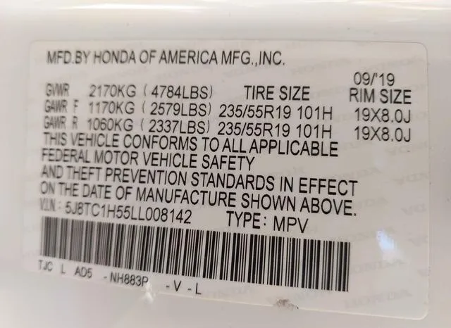 5J8TC1H55LL008142 2020 2020 Acura RDX- Technology Package 9