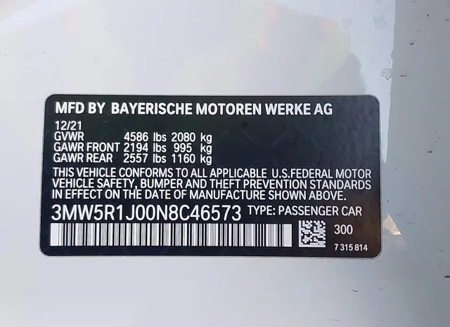 3MW5R1J00N8C46573 2022 2022 BMW 3 Series- 330I 9