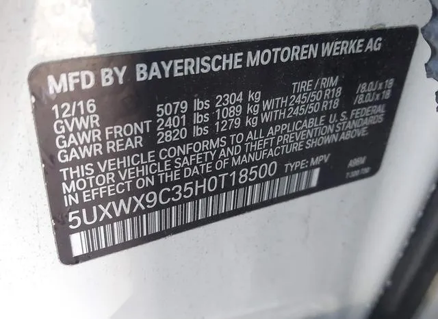 5UXWX9C35H0T18500 2017 2017 BMW X3- Xdrive28I 9