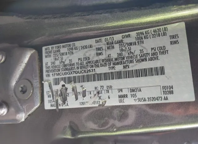 1FMCU0GX7DUC62631 2013 2013 Ford Escape- SE 9