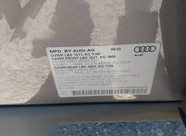 WA1VABGE9MB003449 2021 2021 Audi E-Tron- Prestige Quattro 9