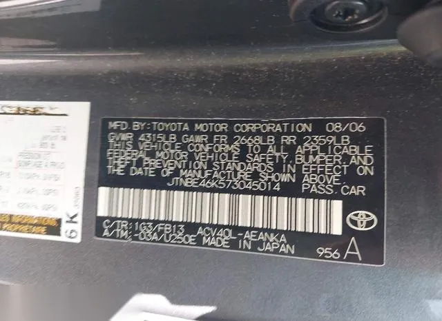 JTNBE46K573045014 2007 2007 Toyota Camry- LE 9