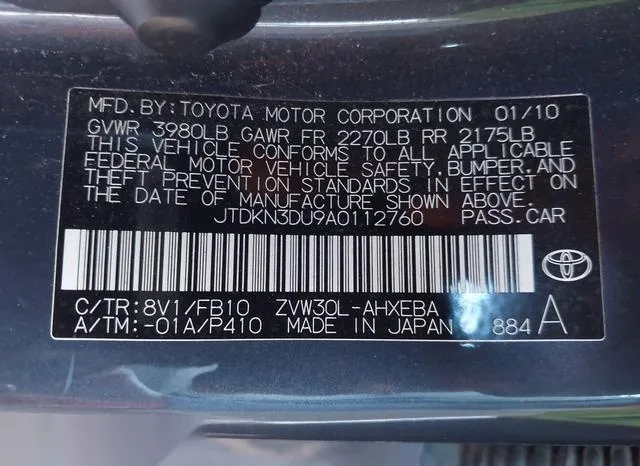 JTDKN3DU9A0112760 2010 2010 Toyota Prius- II 9