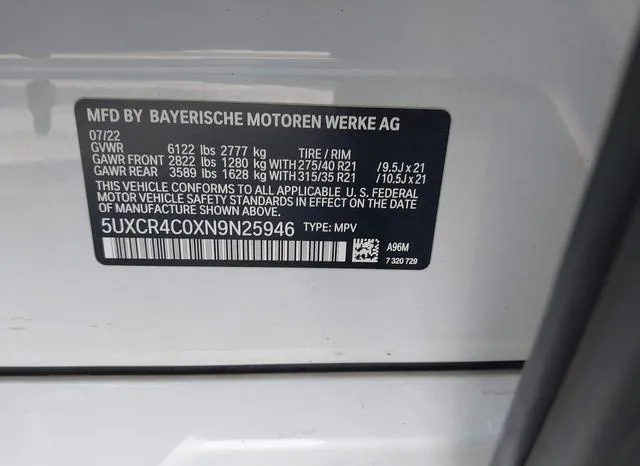 5UXCR4C0XN9N25946 2022 2022 BMW X5- Sdrive40I 9