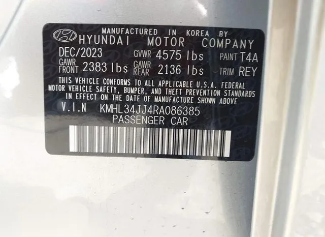 KMHL34JJ4RA086385 2024 2024 Hyundai Sonata- Hybrid Sel 9