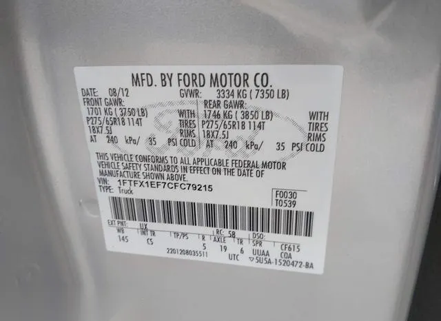 1FTFX1EF7CFC79215 2012 2012 Ford F-150- Stx 9