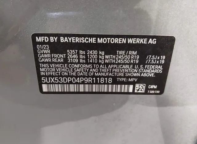 5UX53DP04P9R11818 2023 2023 BMW X3- Xdrive30I 9