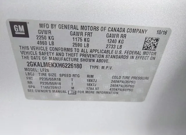 2GKALMEKXH6226180 2017 2017 GMC Terrain- Sle-1 9