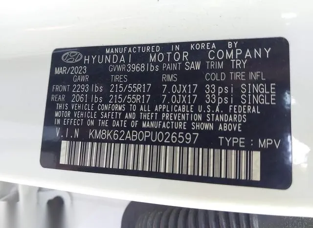 KM8K62AB0PU026597 2023 2023 Hyundai Kona- Sel 9