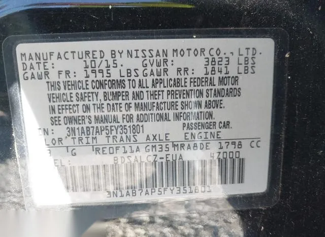 3N1AB7AP5FY351801 2015 2015 Nissan Sentra- S 9