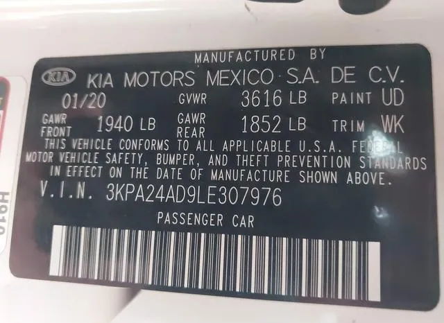 3KPA24AD9LE307976 2020 2020 KIA Rio- S 9