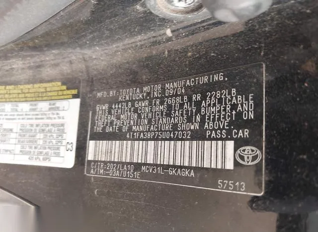 4T1FA38P75U047032 2005 2005 Toyota Camry- Solara Sle 9