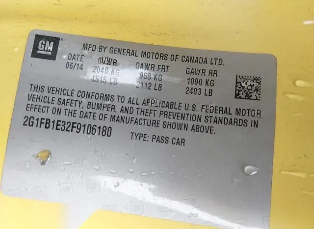 2G1FB1E32F9106180 2015 2015 Chevrolet Camaro- 2LS 9