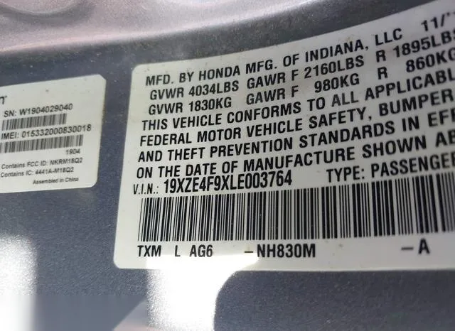 19XZE4F9XLE003764 2020 2020 Honda Insight- Touring 9