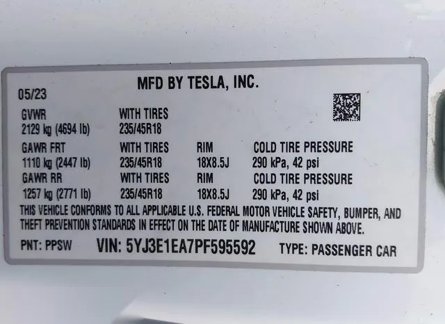 5YJ3E1EA7PF595592 2023 2023 Tesla Model 3- Rear-Wheel Drive 9