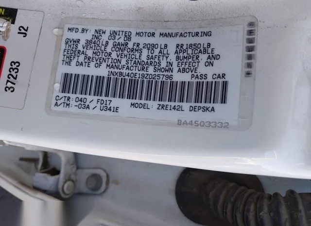 1NXBU40E19Z025796 2009 2009 Toyota Corolla- S 9