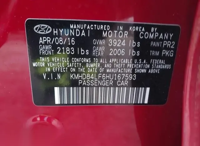 KMHD84LF6HU167593 2017 2017 Hyundai Elantra- SE 9