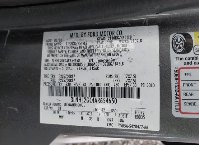 3LNHL2GC4AR654650 2010 2010 Lincoln MKZ 9