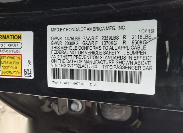 1HGCV1F32LA010633 2020 2020 Honda Accord- Sport 9