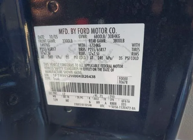 1FTRW12W86KB26438 2006 2006 Ford F-150- Xlt 9