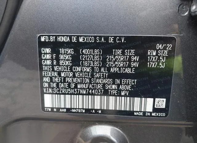 3CZRU5H37NM744037 2022 2022 Honda HR-V- 2Wd Lx 9