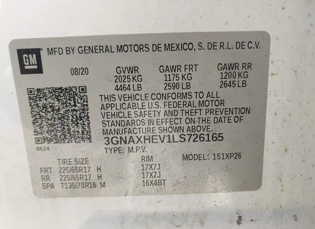 3GNAXHEV1LS726165 2020 2020 Chevrolet Equinox- Fwd Ls 9