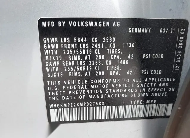 WVGRMPE28MP027583 2021 2021 Volkswagen ID-4- Pro 9