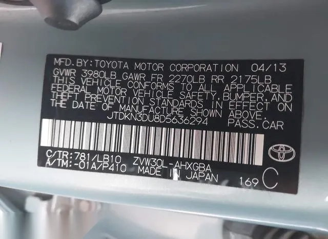 JTDKN3DU8D5636294 2013 2013 Toyota Prius- Four 9