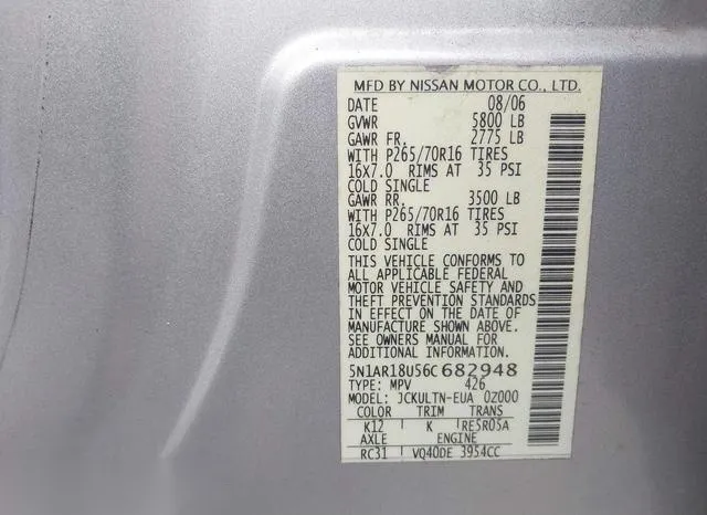 5N1AR18U56C682948 2006 2006 Nissan Pathfinder- SE 9