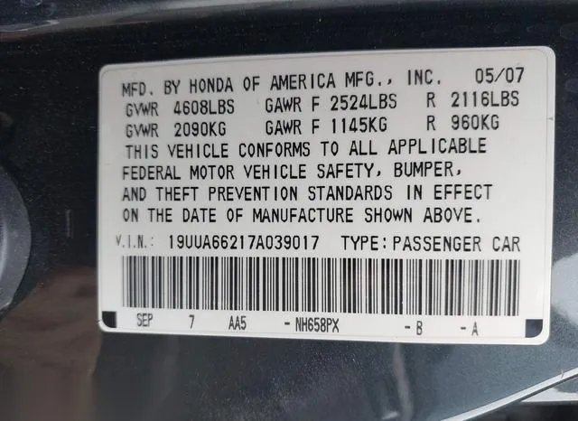 19UUA66217A039017 2007 2007 Acura TL- 3-2 9