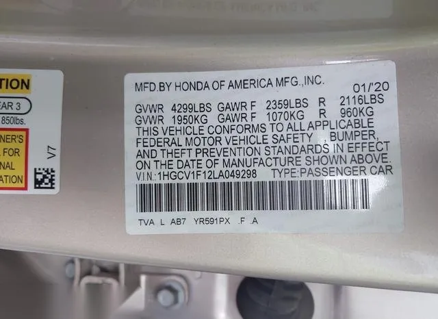 1HGCV1F12LA049298 2020 2020 Honda Accord- LX 9