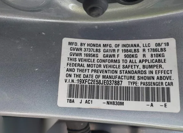 19XFC2E58JE037887 2018 2018 Honda Civic- LX 9