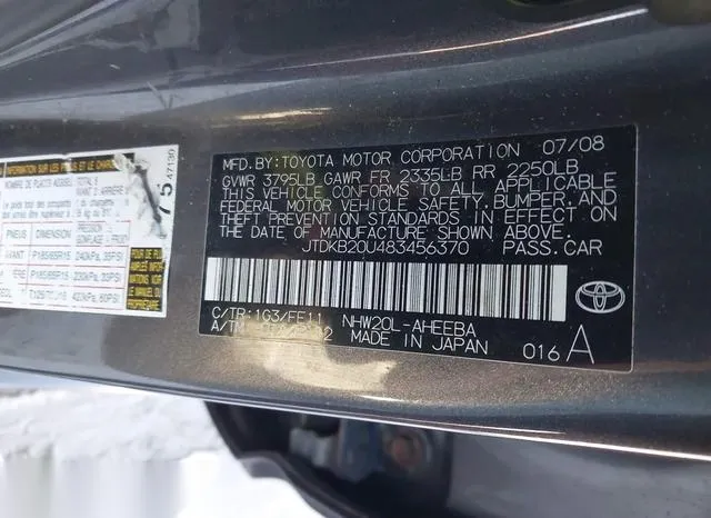 JTDKB20U483456370 2008 2008 Toyota Prius 9