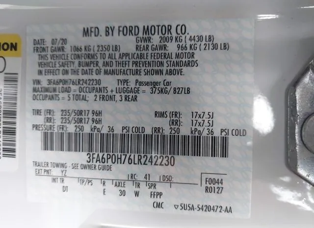 3FA6P0H76LR242230 2020 2020 Ford Fusion- SE 9