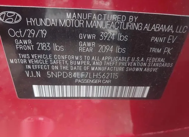 5NPD84LF7LH562115 2020 2020 Hyundai Elantra- Sel 9