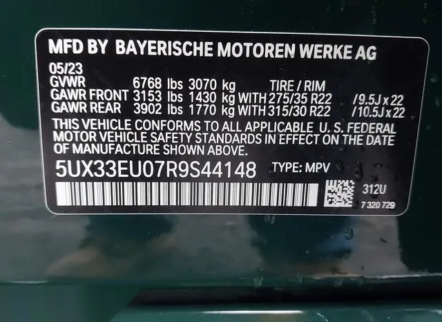 5UX33EU07R9S44148 2024 2024 BMW X5- M60I 9