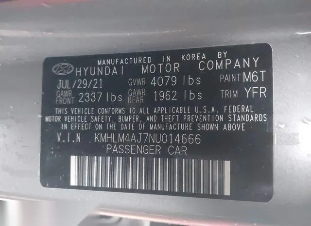 KMHLM4AJ7NU014666 2022 2022 Hyundai Elantra- Hybrid Blue 9