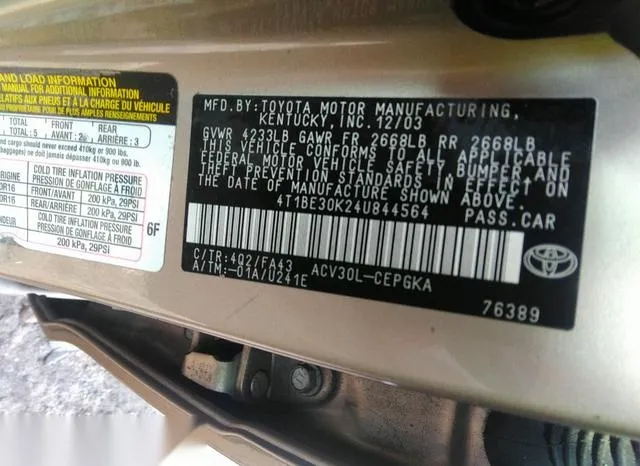 4T1BE30K24U844564 2004 2004 Toyota Camry- Xle 9