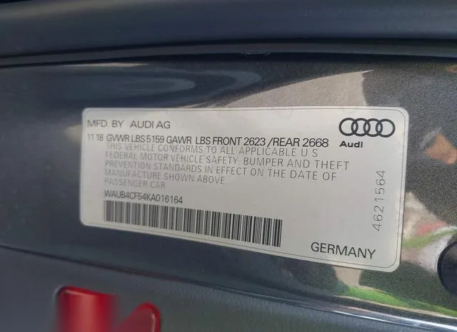 WAUB4CF54KA016164 2019 2019 Audi S5- 3-0T Premium 9