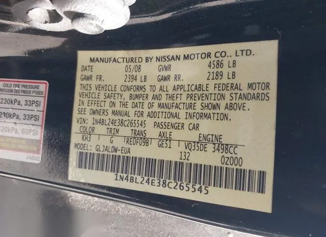 1N4BL24E38C265545 2008 2008 Nissan Altima- 3-5SE 9