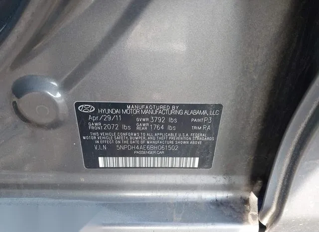 5NPDH4AE6BH061502 2011 2011 Hyundai Elantra- Gls 9