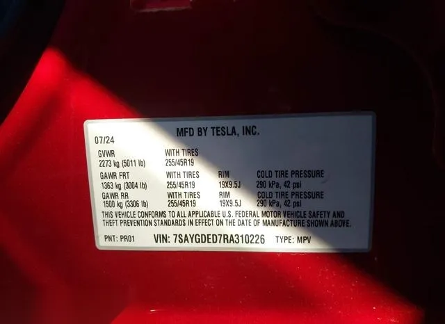 7SAYGDED7RA310226 2024 2024 Tesla Model Y- Long Range Dual 9