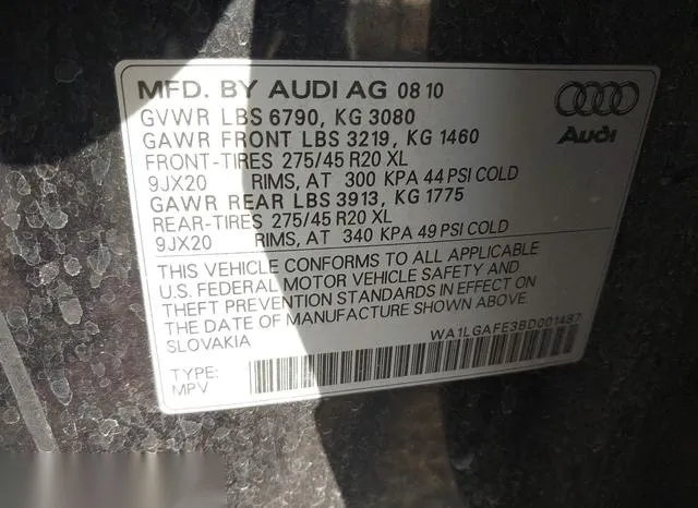 WA1LGAFE3BD001487 2011 2011 Audi Q7- 3-0T Premium 9