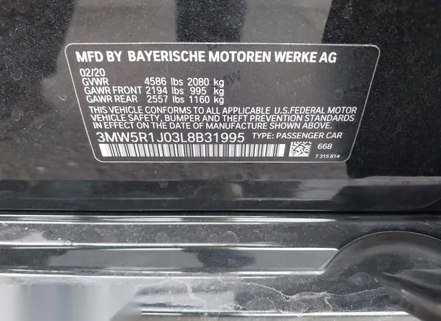 3MW5R1J03L8B31995 2020 2020 BMW 3 Series- 330I 9