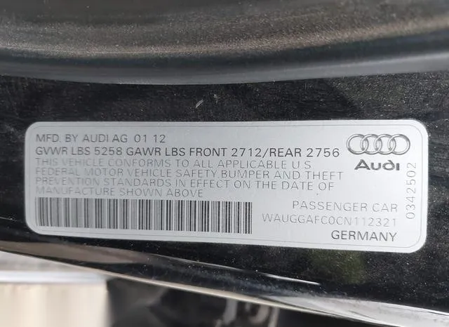 WAUGGAFC0CN112321 2012 2012 Audi A6- 3-0 Premium 9