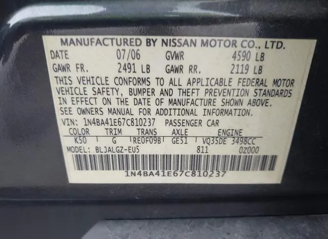 1N4BA41E67C810237 2007 2007 Nissan Maxima- 3-5 SL 9