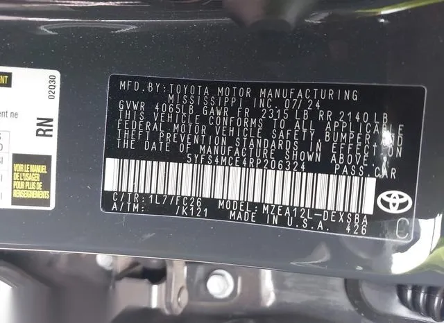 5YFS4MCE4RP206324 2024 2024 Toyota Corolla- SE 9